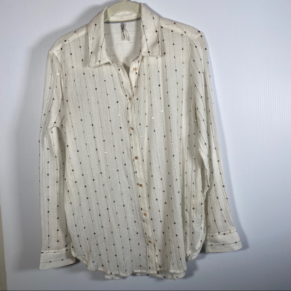 ANTROPOLOGIE FEATHER BONE Blouse w/Sequins. Long sleeves